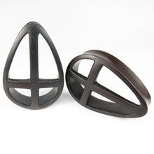 Load image into Gallery viewer, Big Gauge Dark Raintree Wood Petrine Cross Plugs