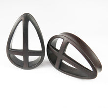 Load image into Gallery viewer, Big Gauge Dark Raintree Wood Petrine Cross Plugs