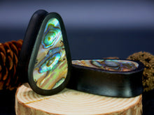 Load image into Gallery viewer, Dark Raintree Tall Teardrop Plugs with Abalone Shell