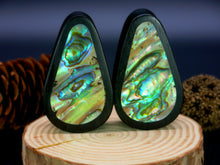 Load image into Gallery viewer, Dark Raintree Tall Teardrop Plugs with Abalone Shell