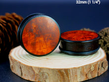 Load image into Gallery viewer, Dark Raintree Top Hat Plugs with Burl Walnut