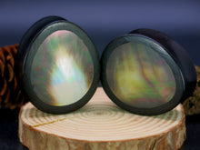 Load image into Gallery viewer, Dark Raintree Oval Teardrop Plugs with Black Pearl Shell