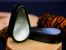 Load image into Gallery viewer, Dark Raintree Tall Teardrop Plugs with Black Pearl Shell