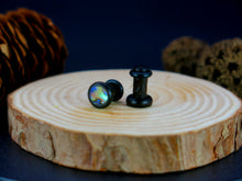 Load image into Gallery viewer, Precision Small Gauge Dark Raintree Single Flare Plugs with Abalone Shell