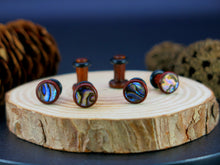 Load image into Gallery viewer, Precision Small Gauge Blood Wood Single Flare Plugs with Abalone Shell