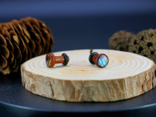 Load image into Gallery viewer, Precision Small Gauge Fijian Mahogany Single Flare Plugs with Abalone Shell
