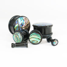 Load image into Gallery viewer, Buffalo Horn Top Hat Plugs with Abalone Shell