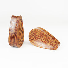 Load image into Gallery viewer, Coconut Palm Concave Tall Teardrop Plugs