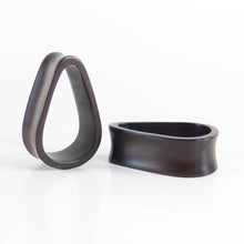 Load image into Gallery viewer, Black Wood Double Flared Tall Teardrop Tunnels