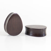 Load image into Gallery viewer, Black Wood Double Flared Teardrop Plugs