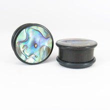 Load image into Gallery viewer, Dark Raintree Top Hat Plugs with Abalone Shell