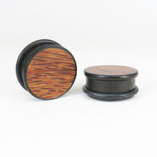 Load image into Gallery viewer, Dark Raintree Top Hat Plugs with Coconut Palm