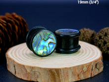 Load image into Gallery viewer, Dark Raintree Top Hat Plugs with Abalone Shell
