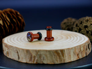Precision Small Gauge Blood Wood Single Flare Plugs with Abalone Shell