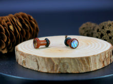 Load image into Gallery viewer, Precision Small Gauge Fijian Mahogany Single Flare Plugs with Abalone Shell
