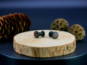 Precision Small Gauge Dark Raintree Single Flare Plugs with Burl Walnut