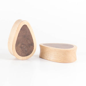 Hevea Wood Classic Teardrop Plugs with Burl Walnut