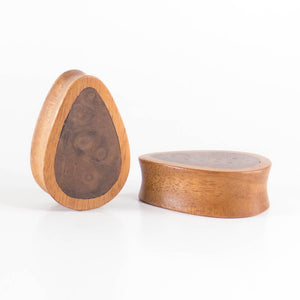 Fijian Mahogany Classic Teardrop Plugs with Burl Walnut