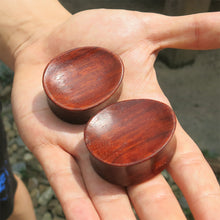 Load image into Gallery viewer, Blood Wood Concave Oval Teardrop Plugs
