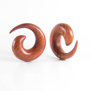 Red Wood Spiral Earrings