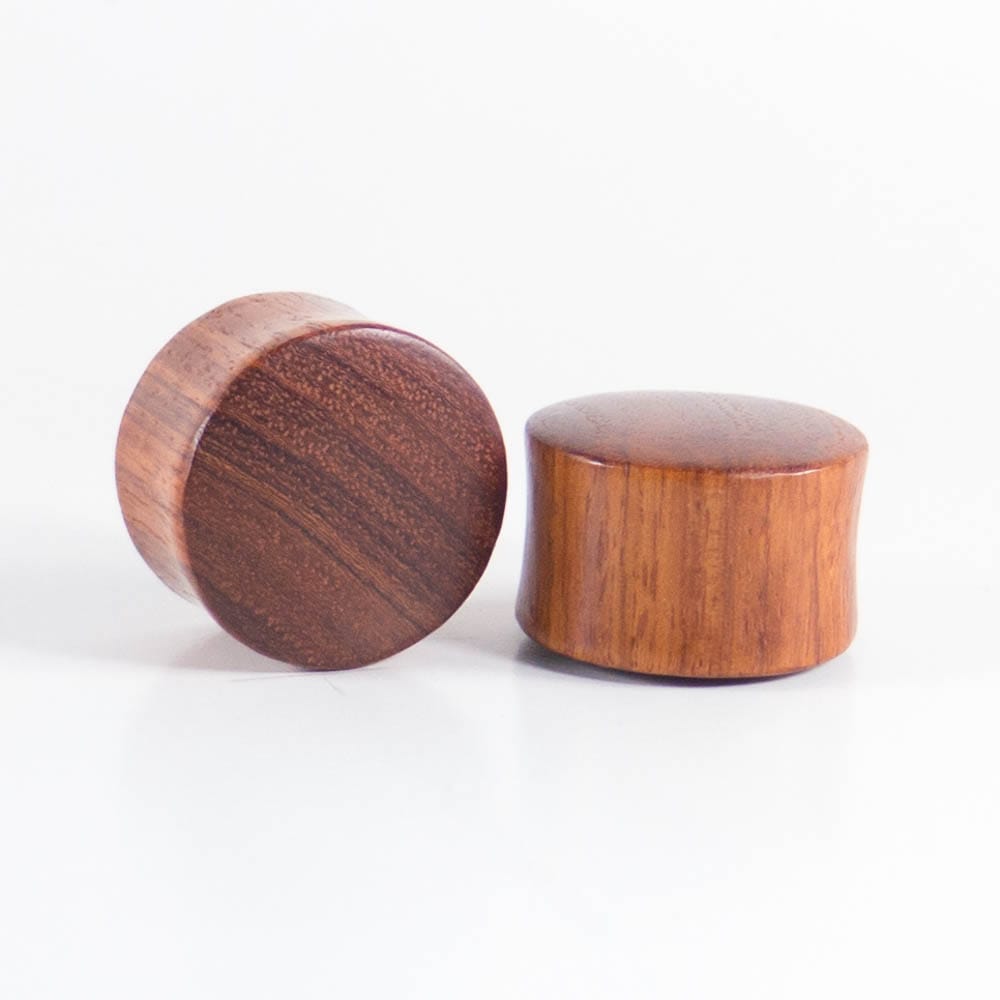 Red Wood Double Flared Ear Plugs