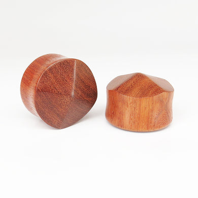 Red Wood Double Flared Pyramid Plugs