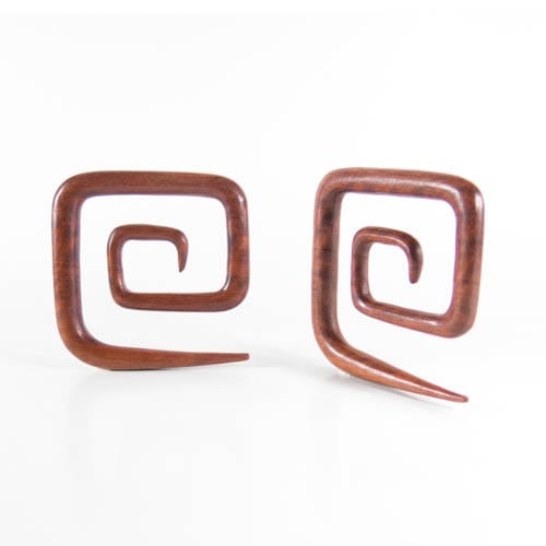 Blood Wood , Square Spiral Earrings