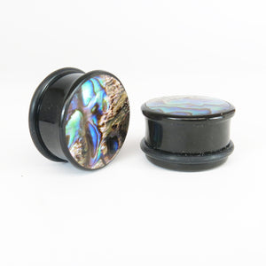 Buffalo Horn Top Hat Plugs with Abalone Shell