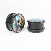 Load image into Gallery viewer, Buffalo Horn Top Hat Plugs with Abalone Shell