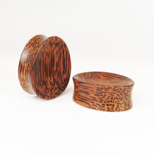 Load image into Gallery viewer, Coconut Palm Concave Oval Teardrop Plugs
