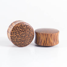 Load image into Gallery viewer, Coconut Palm Wood Double Flared Ear Plugs