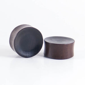 Black Wood Double Flared Concave Plugs