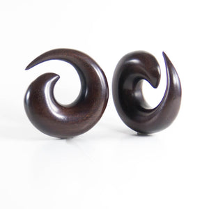 Black Wood Spiral Earrings