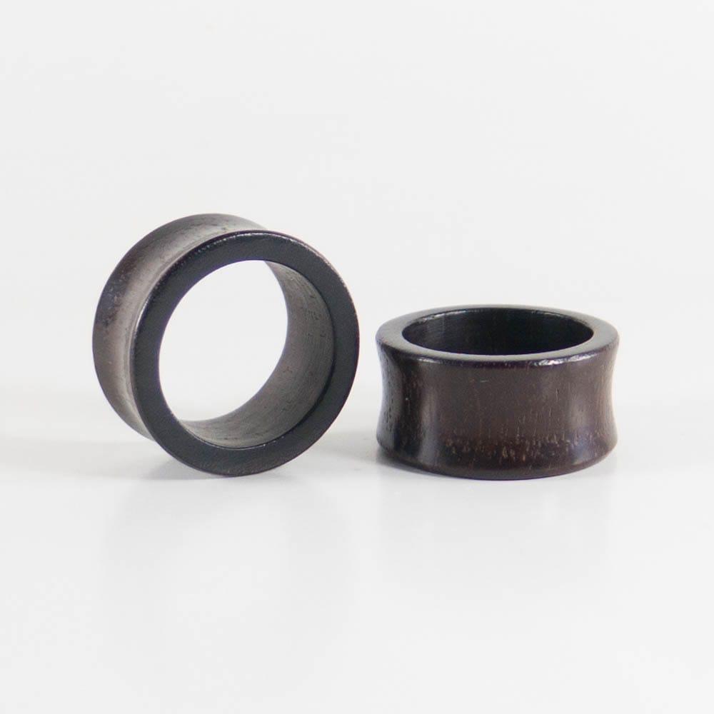 Black Wood Double Flared Tunnels
