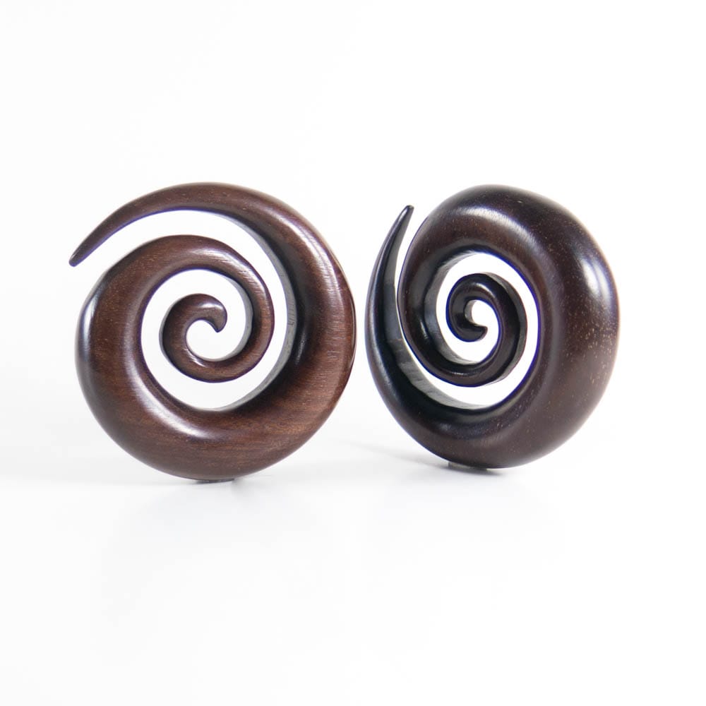 Black Wood Large Ear Spirals