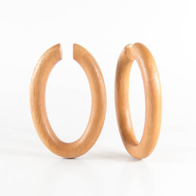 Bronze Wood Oval Hoops Earring