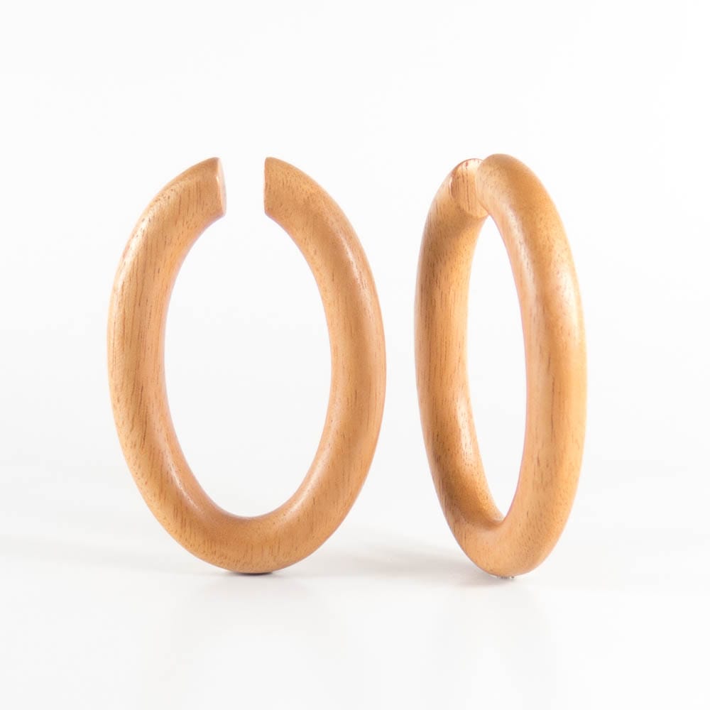 Bronze Wood Oval Hoops Earring