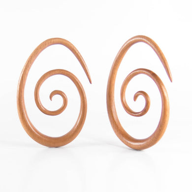 Bronze Wood , Oval Spiral Earrings