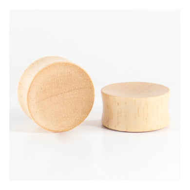White Wood Double Flared Concave Plugs