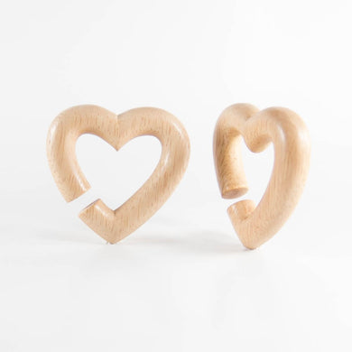 White Wood Heart-Shaped, Hoop Earrings