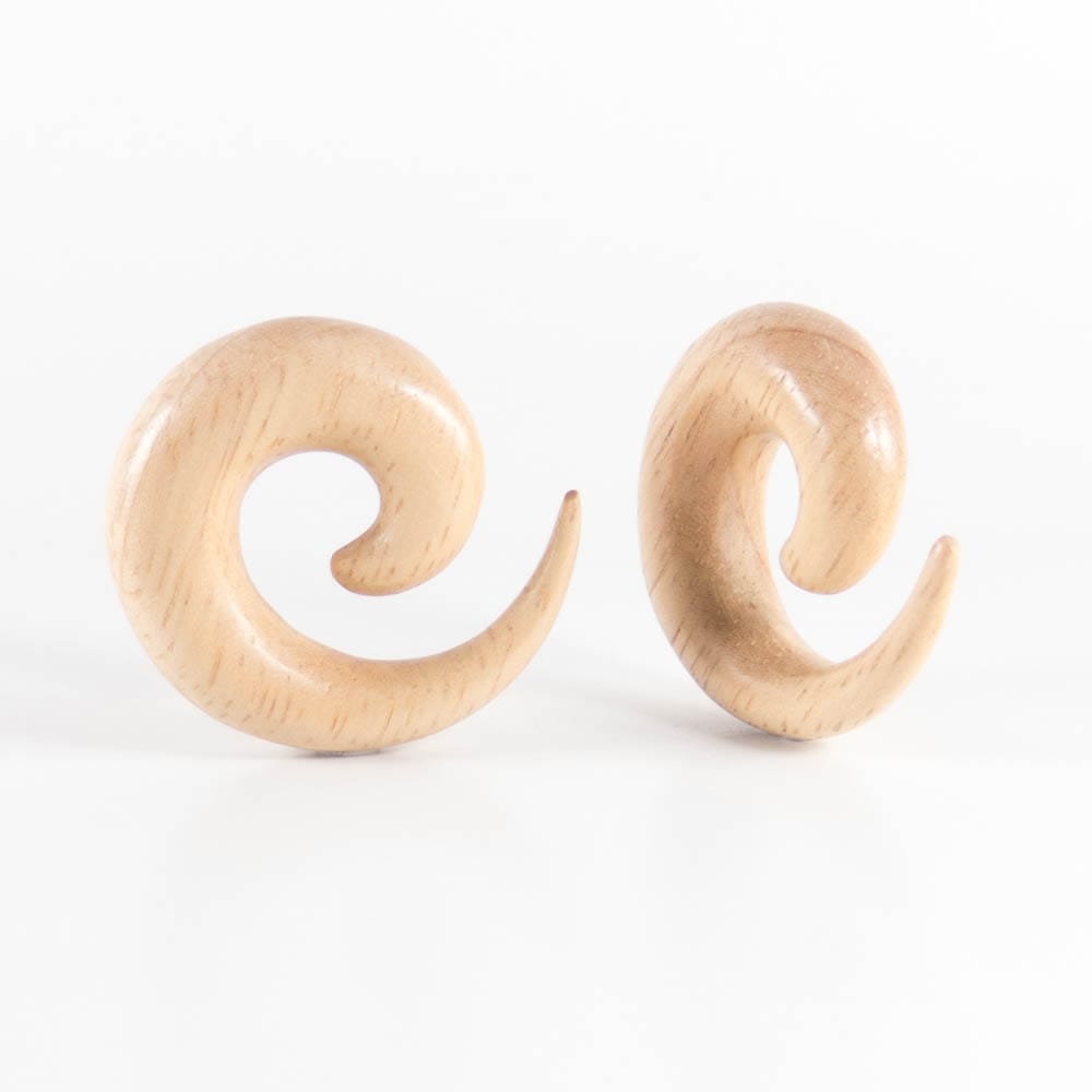 White Wood Spiral Earrings