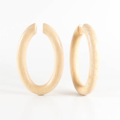White Wood Oval Hoops Earring
