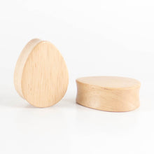 Load image into Gallery viewer, White Wood Double Flared Teardrop Plugs
