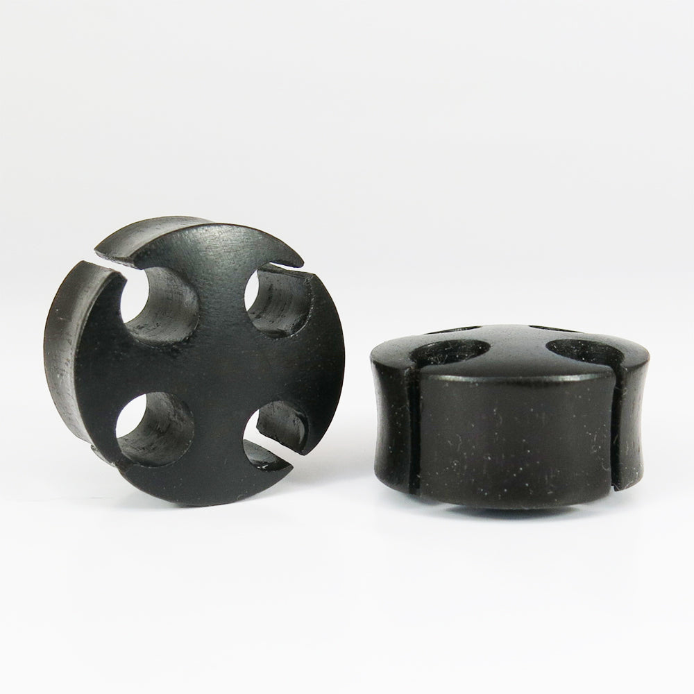 Black Wood Double Flared Round Tunnels with Four Holes.